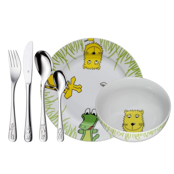 WMF Safari Kinder Geschirrset 6-Teilig & Zwerge Kinderbesteck Set 4-Teilig, Kind-image