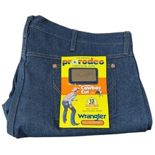 Wrangler Rodeo Pro Jeans Heavyweight Denim Mens size 46x32 Cowboy Cut Rigid Blue