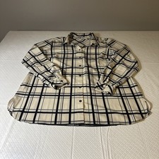 Blusa Camisa SUSAN GRAVER Abierta A Cuadros Elastizada Tejida Botón Frontal Talla Mediana