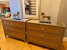 Fabulously on trend mirror clad & Stud chest of drawers leather look finish B