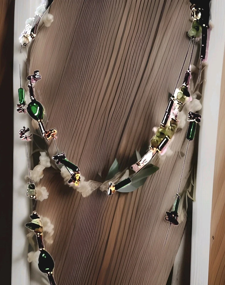RLM Soho Largo 3️⃣ Hilos Hermosas Piedras Verdes Cuentas de Oro Collar + PendienteJu1 Foto 2 de 4