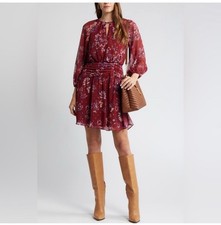 Vince Camuto Fit Flare Dress Size 4 Ruched Waist Chiffon Floral