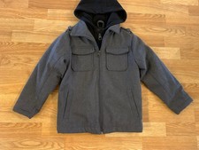 Boys Calvin Klein Jeans Hooded Heavy Winter Jacket Coat Gray/Black Sz 6 Pocket