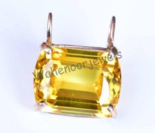 925 Argent Sterling Pendentif Chauffé Jaune Saphir Coussin Certifié Femme Cadeau