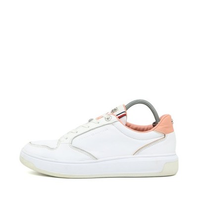 Tommy Hilfiger Damen Cupsole Sneaker Weiß/Rosa Leder Atmungsaktiv Elevated EU 41