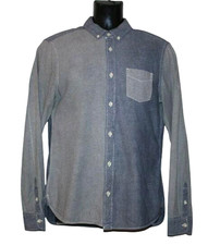 AllSaints Men's Medford LS Chambray Denim Two Tone Shirt size Small