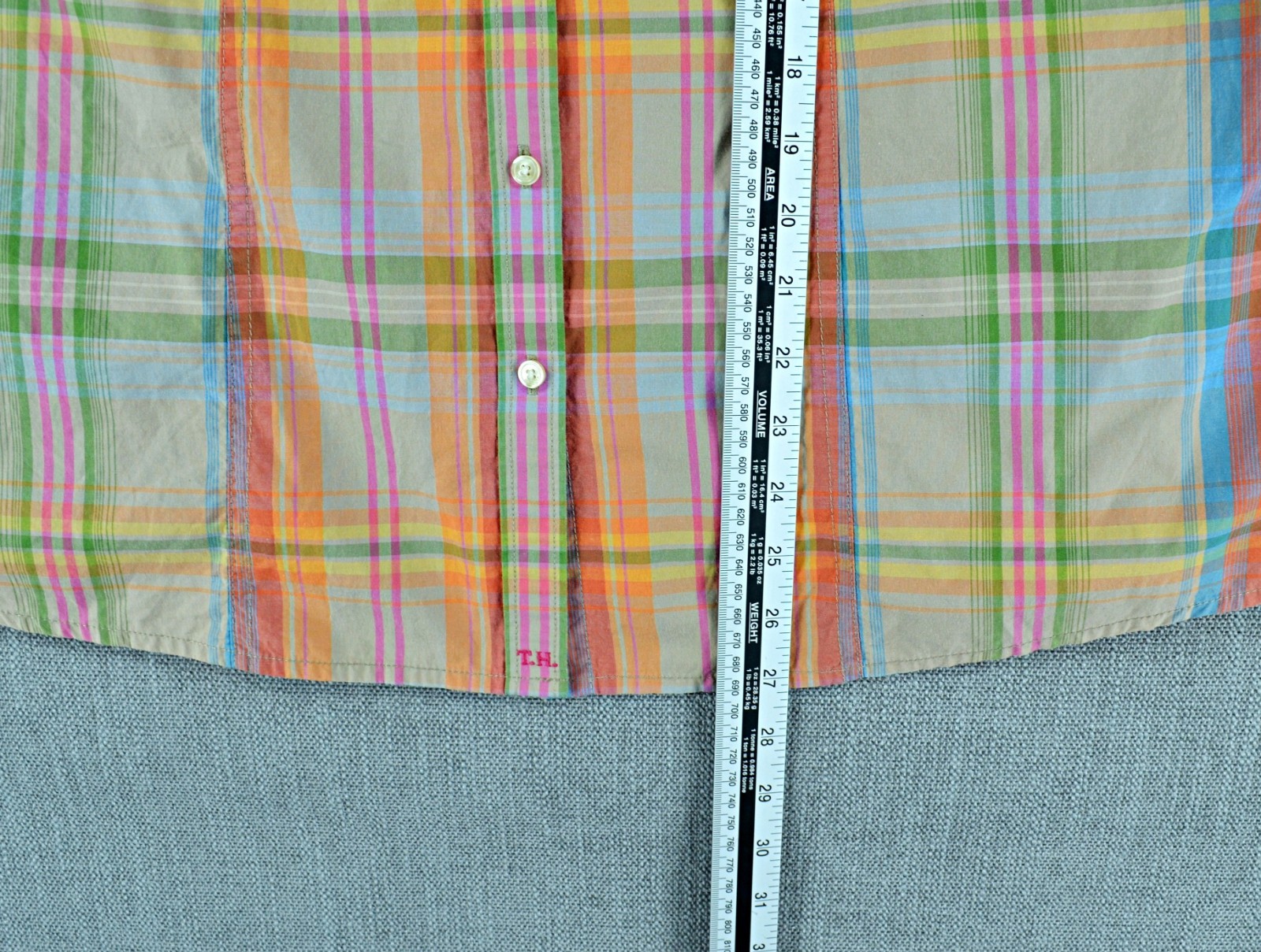 Tommy Hilfiger Shirt Women's 16 Plaid Top Roll Tab Sleeves 3/4 Sleeve Blouse thumbnail 8