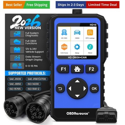 Heavy Duty Truck Scanner Full System Diesel Diagnostic Scan Tool HD OBD/EOBD/...