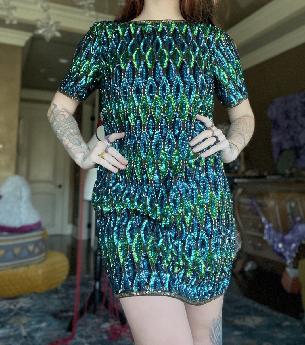 sequin peacock dress Peacock Sequin Dress Small