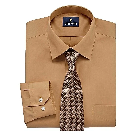 Camisas de vestir marrón Stafford para hombres