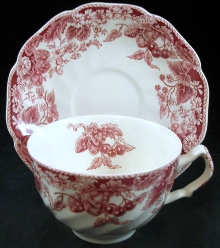 Juego de tazas y platillos Johnson Brothers Strawberry Fair rosa - Imagen 2 de 6