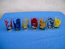 VINTAGE BOSCUL PEANUT BUTTER GLASSES 5" TUMBLERS  ( LOT OF 7 ) EXCELLENT