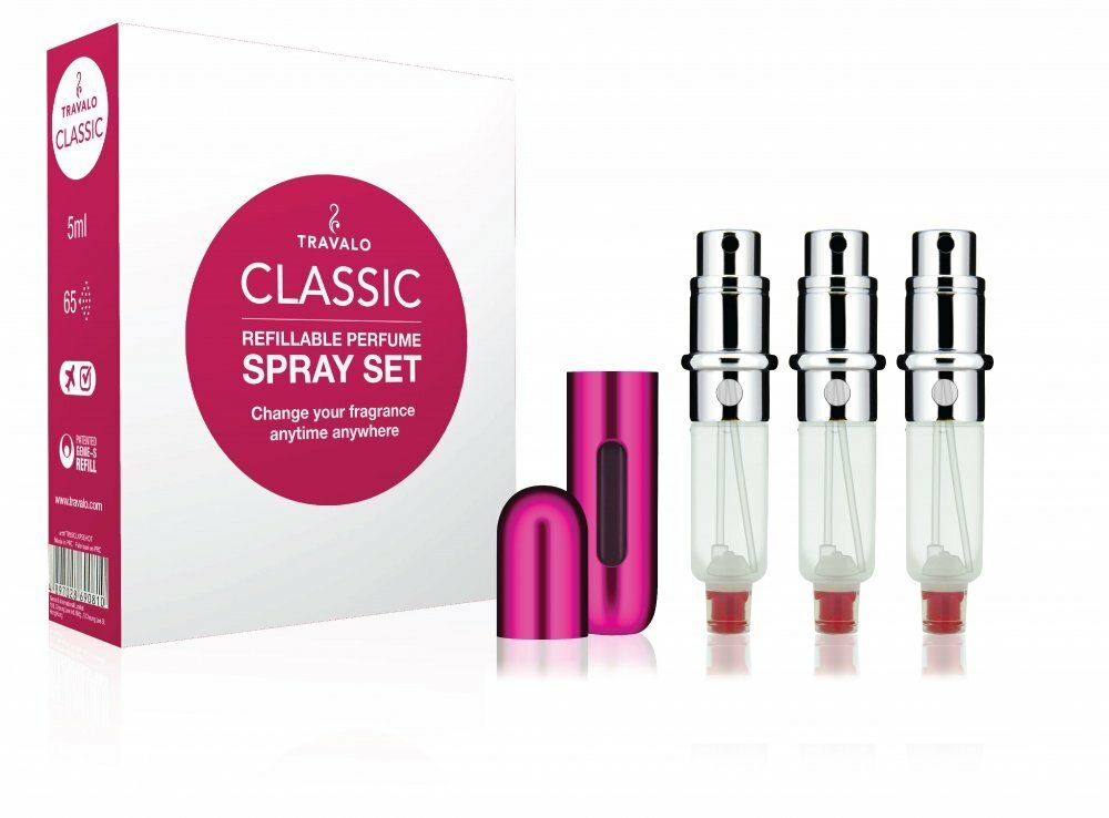 Travalo Parfümzerstäuber HD Set hot pink 3x Nachfüllbar Refillable Travel