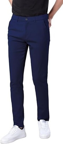 Plaid&Plain Men's Skinny Stretchy Khaki Pants Colored Pants Slim Fit Slacks (Co) - Picture 5 of 20