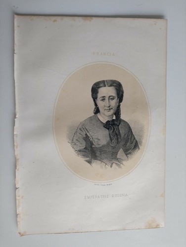 1868 Litografía Retrato Oval: María Eugenia de Palafox-Portocarrero de Guzmán - 第 1/1 張圖片