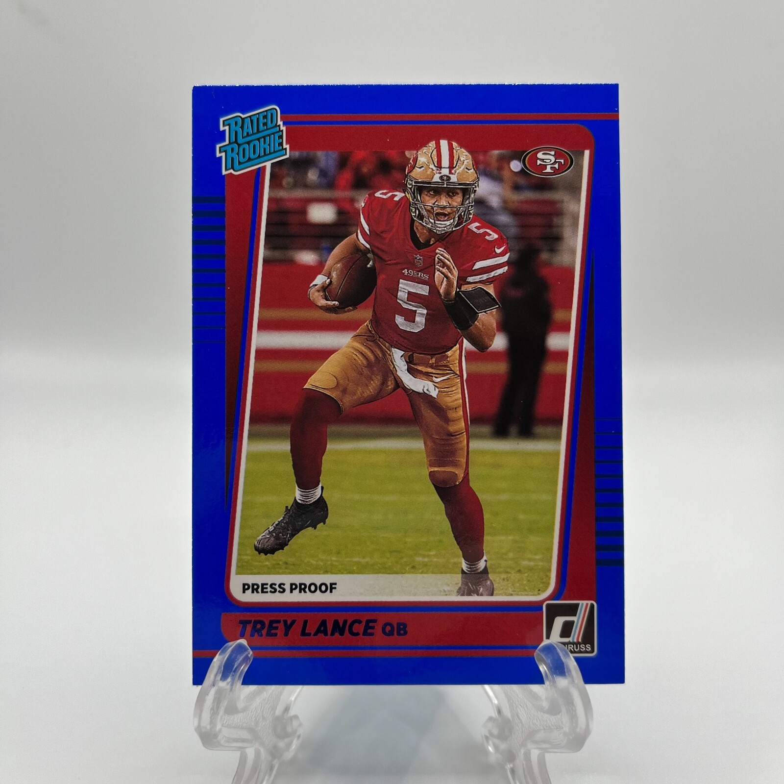 2021 Donruss Rated Rookie Blue Press Proof Trey Lance Rookie #254 49ers RC