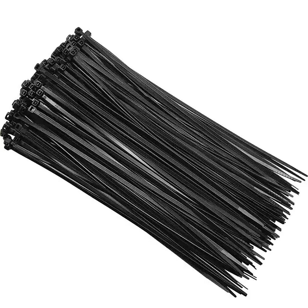 1000-Pack Black Self-Locking Cable Zip Ties in Assorted Sizes
