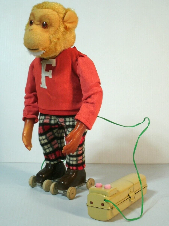 Juguete de colección a pilas "Frankie el mono patinaje sobre ruedas" en caja Foto 3 de 4