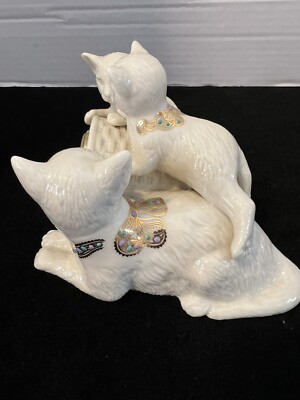 LENOX CHINA JEWELS CAT & KITTENS WITH CLOCK MINT! | eBay