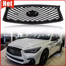 For 2018 19 20 2022 INFINITI Q50 JDM Front Bumper Upper Grille Gloss Black Grill
