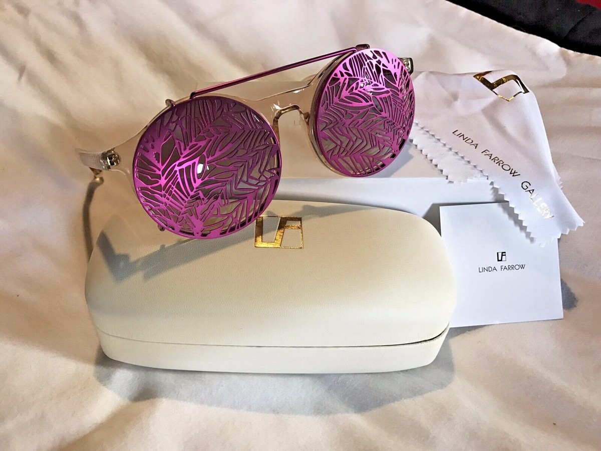LINDA FARROW Matthew Williamson Clip On Clear Hot Pink Sunglasses