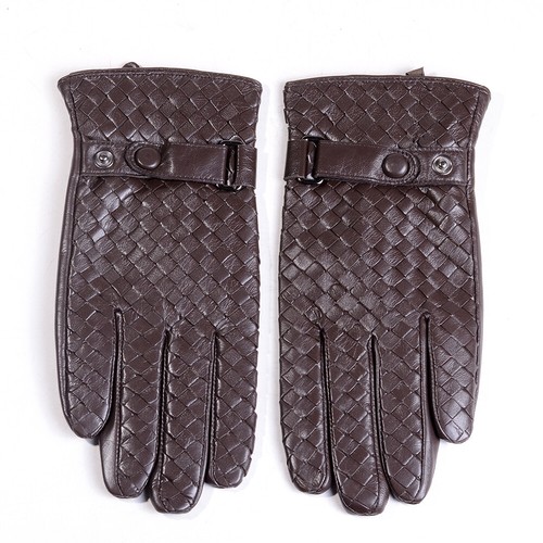New Men's 100% Real Weave Leather Classical Winter Touch Screen Driving Gloves - Picture 3 of 13