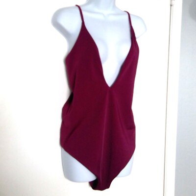 NEW Parade Bodysuit Plunge Adjustable Sleeveless Gorgeous! Wine NWOT Plus Sz 3 X