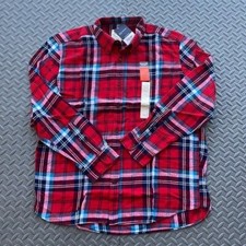 New XL Mens St. John  s bay Buttondown Flannel Red pit 25 Length 31.5