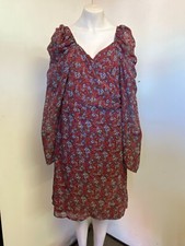 Nasty Gal Burgundy Floral Long Sleeve Wrap Around Dress - Size 24 - NEW!