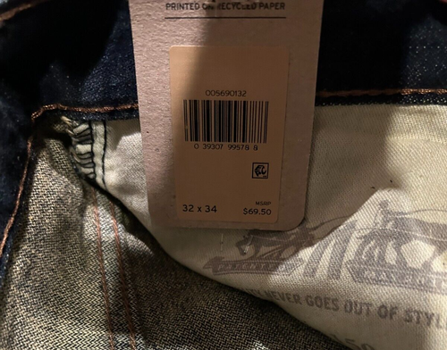 Levi's 569 Loose Straight Fit Jeans Dark Wash 100% Cotton 32X34 NWT RT$69.5 D12 - 第 6/7 張圖片