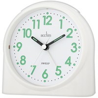 Acctim Sweeper One Analogue Alarm Clock Non Ticking Sweep Quartz White