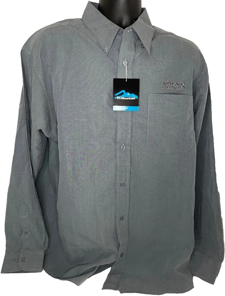 VOLVO PENTA ГОЛУБОВАТЫЙ ГЛИНЫ СЕРЫЙ ПРОВЕРЕННЫЙ РУБАШКА НА ПУГОВИЦАХ МУЖСКОЙ РАЗМЕР БОЛЬШОЙ НОВЫЙ С ЯРЛЫКАМИ - Изображение 2 из 4