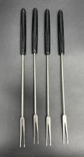 Set of 4 Fondue Forks Skewers with Formed Plastic Handles 8 3/4" Long