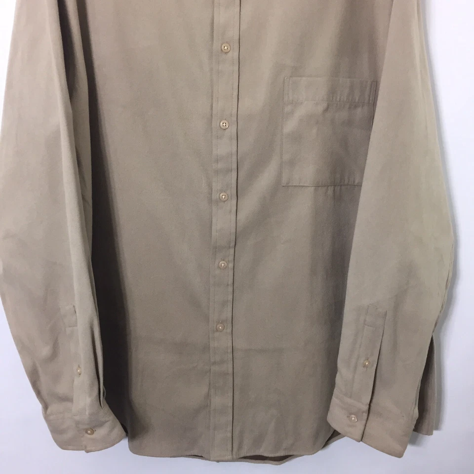 Camisa Elements Modern Para Hombre XL Beige Imitación Gamuza Manga Larga Abotonada  Foto 4 de 4