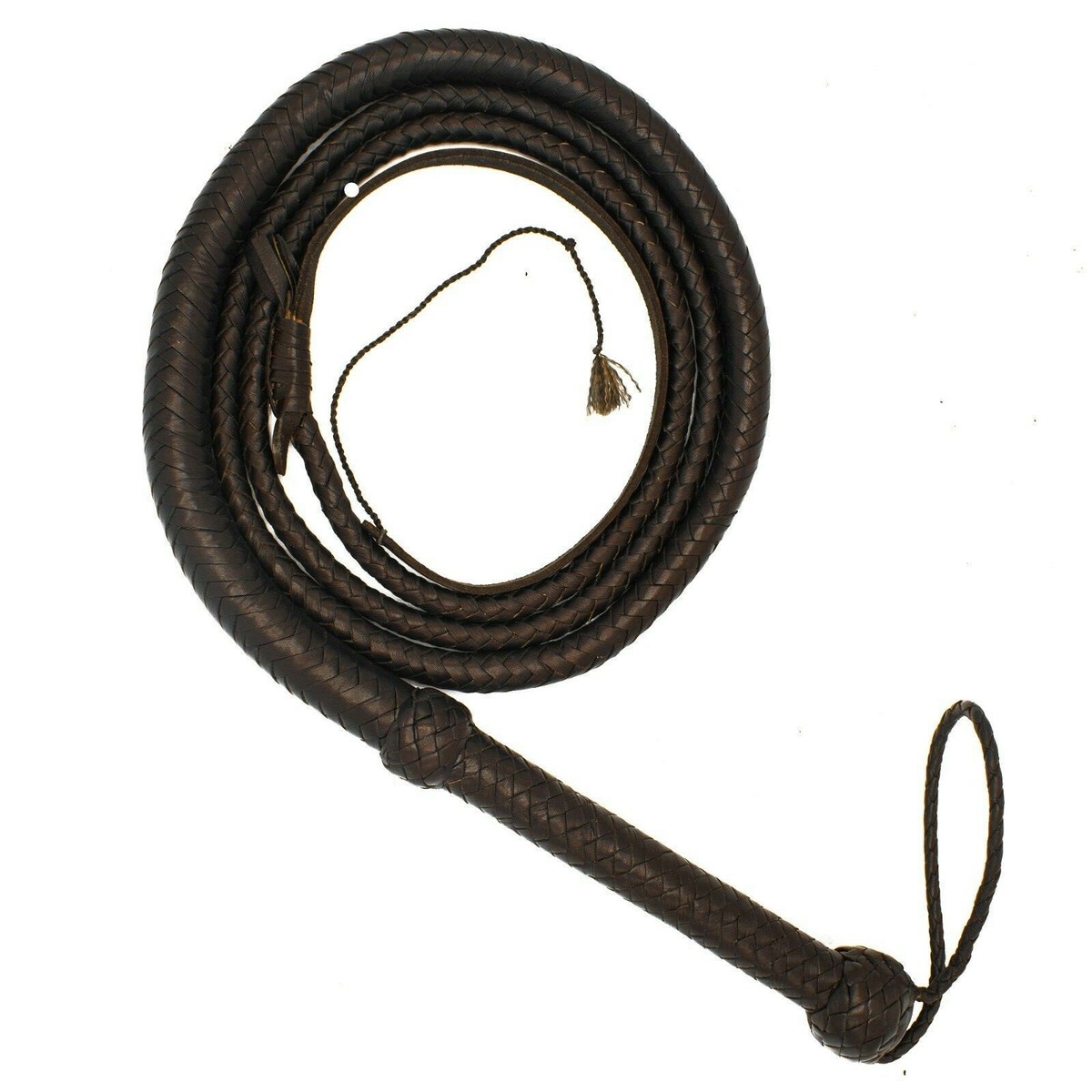 Indiana Jones Bullwhip Genuine Leather Dark Brown 8 Feet Long 12