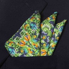 Hand Stitched Rolled Hem Pocket Square Multicolor Cotton Men's