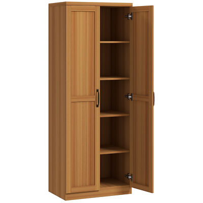 63'' Rustic 2-Door Kitchen Freestanding Storage Cabinet Pantry Shelves, Brown