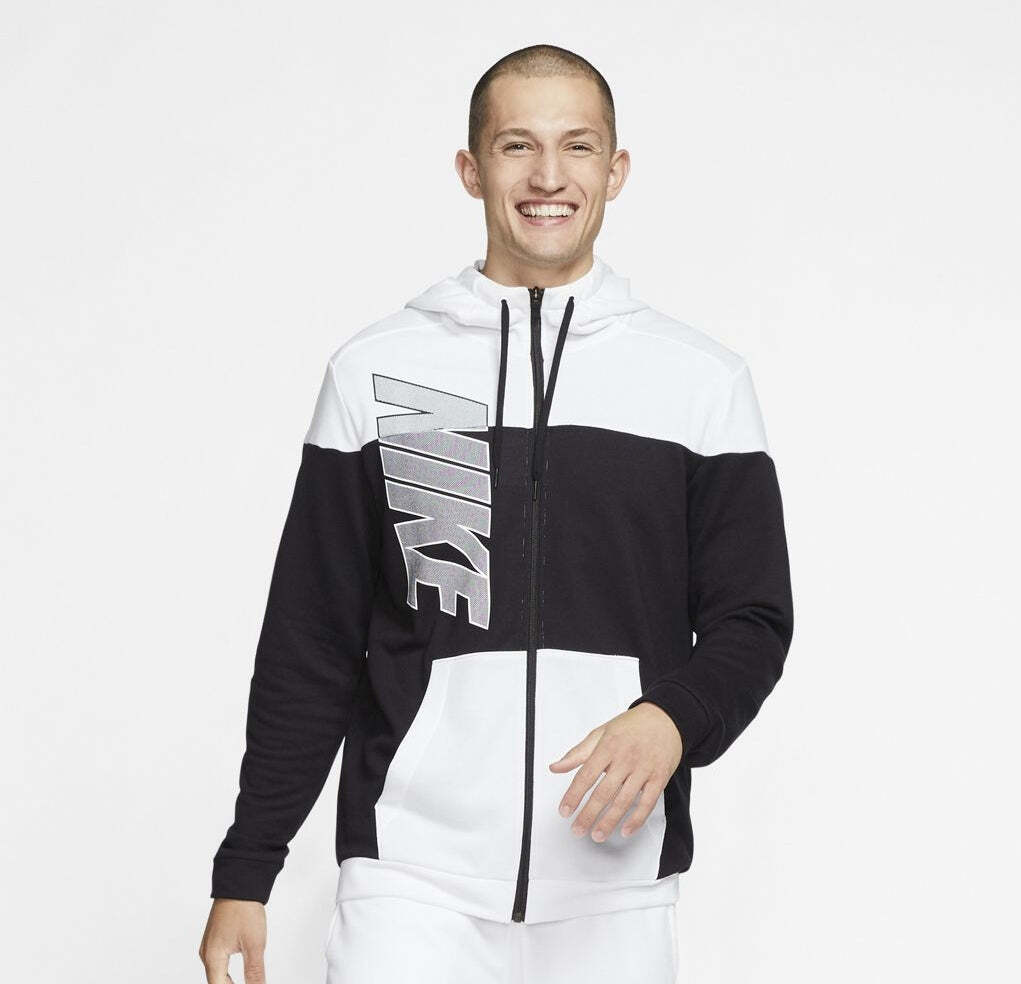 Nike Training Dri-Fit Full-Zip Fleece Hoodie - Black/White
