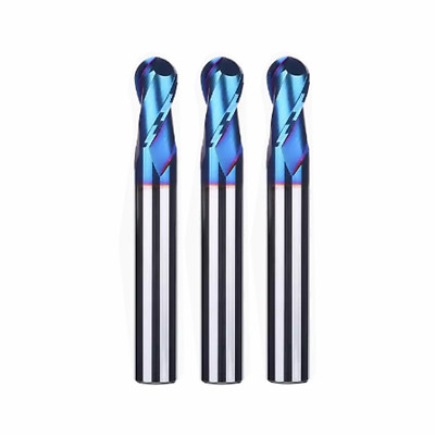 3pcs 8mm HRC65 Tungsten steel Ball nose 2 Flutes Carbide End Mills