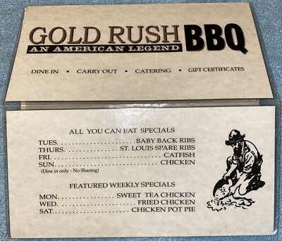 Gold Rush BBQ An American Legend Menu, FLORIDA