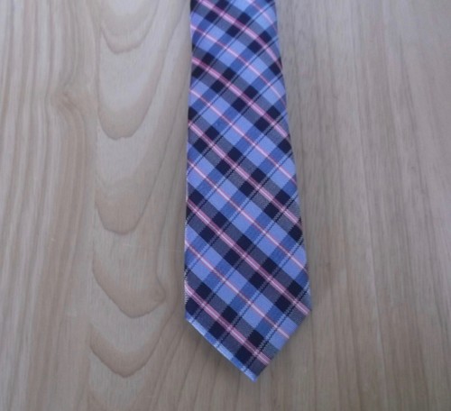 BOYS' CHAPS NAVY/PINK PLAID NECK TIE - NEW WITH TAG - Picture 2 of 3