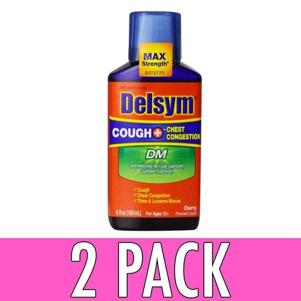 Delsym Adult DM Cough Plus Chest Congestion Relief Liquid Cherry 6oz