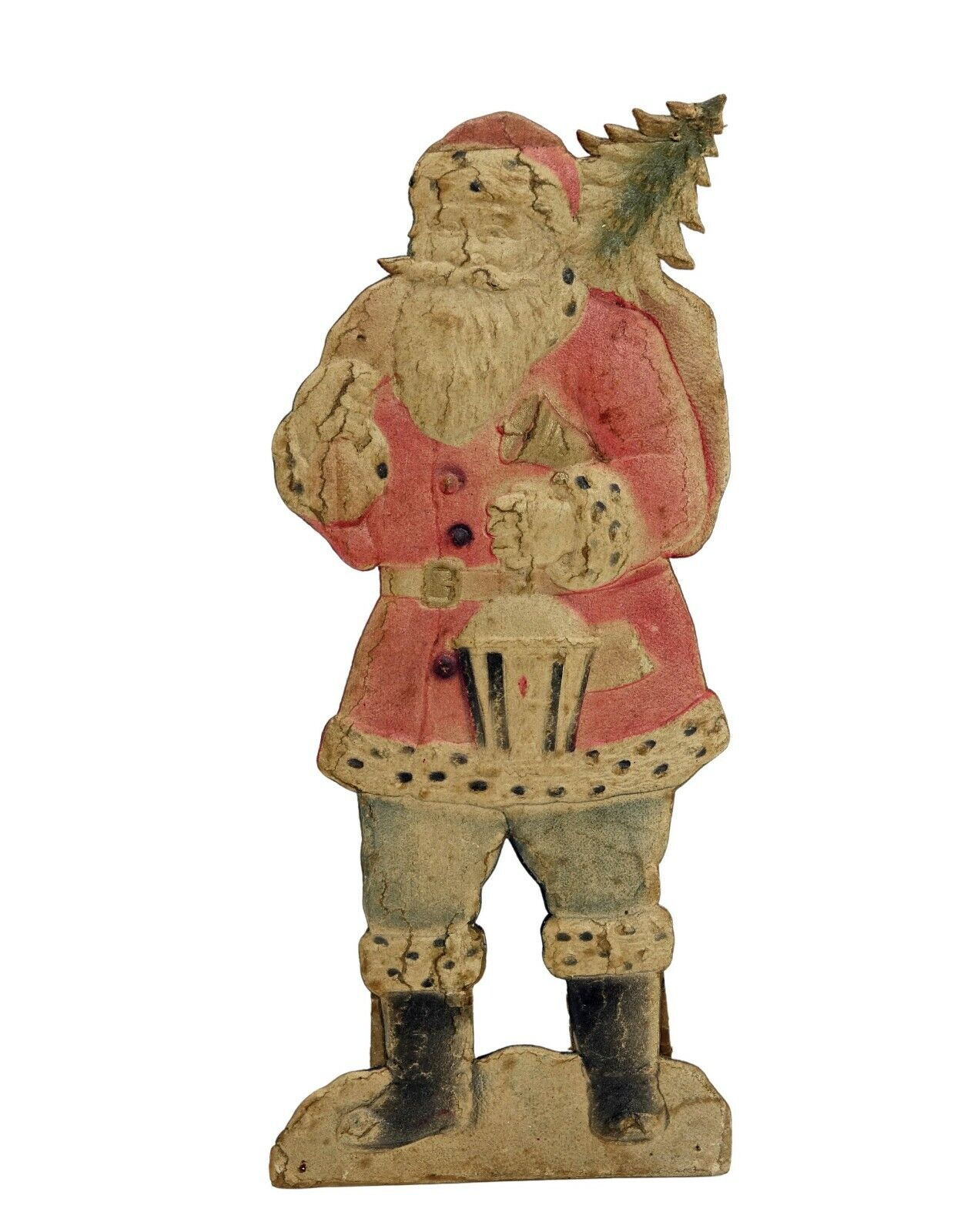 Antyczny Św. Mikołaj wykonany z głęboko tłoczonej tektury - Święty Mikołaj około 1920 roku (# 14893)-pokaż oryginalną nazwę Nowy nowy