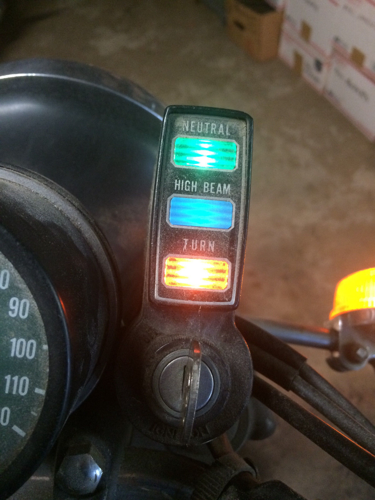 OEM indicator panel from 1977 KAWASAKI KZ400 motorcycle