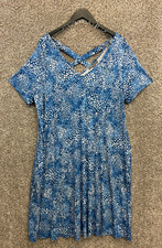 Jessica London Blue Speckled Shift Dress Criss Cross Back Pockets Women's 24W
