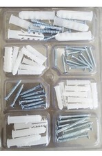 Set of Assorted Countersunk Tapping Steel Screws, Rawl Plugs Wall Plugs UK Stock