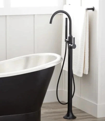 🔥NEW Signature Hardware Lentz 466433 Floor Mounted Tub Filler Faucet BlackMatte - Picture 1 of 4