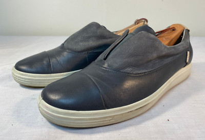 Ecco Soft 7 Sneakers Shoes Women's Gray Leather Slip On Comfort EU 40 (US 9-9.5)