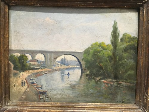 Charles Charquillon (XIX-XX) Miniaturmalerei Ansicht der Marne Nogent Paris - Bild 9 von 11