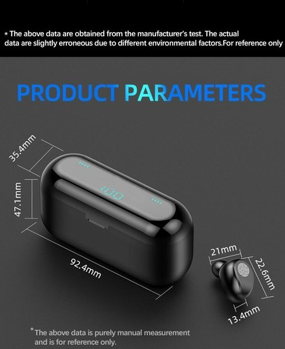 CUFFIE AURICOLARI BLUETOOTH 5.0 per XIAOMI/SAMSUNG/HUAWEI /ANDROID/APPLE/ IPHONE - Foto 3 di 9
